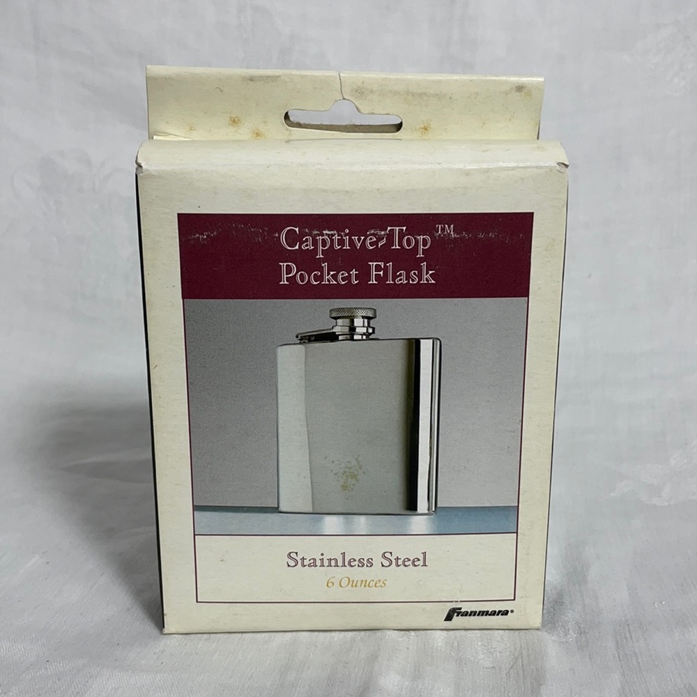 NWOT FRANMARA Captive-Top Pocket Flask, 6 Oz., No. 8110